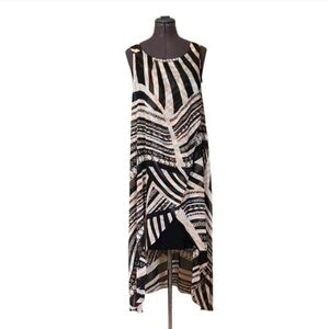SZ8 Joseph Ribkoff Black Cream Patterned High Low Dress